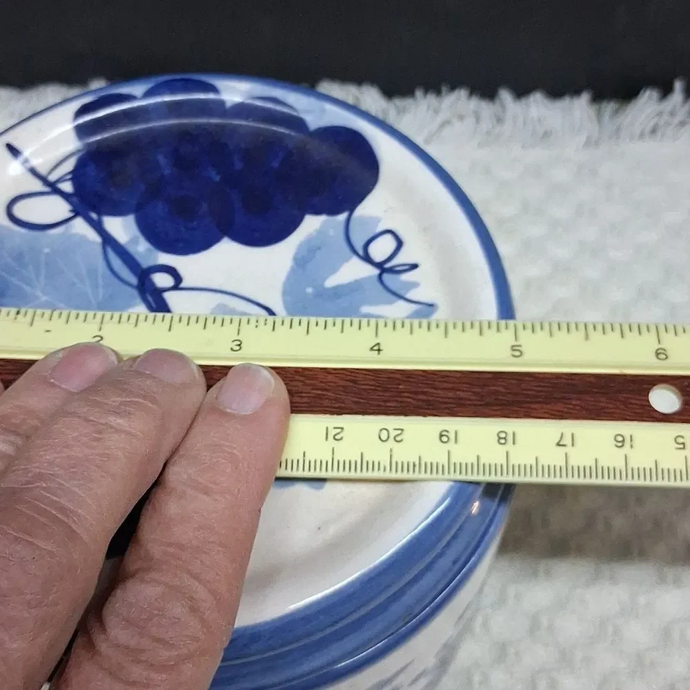 Vtg. Ceramic Canister‎ Featuring Blue Grapevinepattern